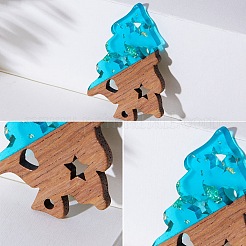 Transparent and Opaque Resin & Walnut Wood Pendants&nbsp;RESI-SZ0001-02
