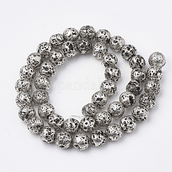 Electroplated Natural Lava Rock Beads Strands&nbsp;G-T098-01C-10