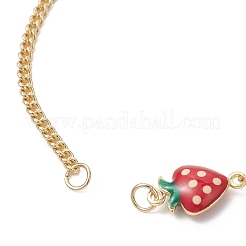 3Pcs 3 Styles Brass Enamel Red Strawberry Link Chain Bracelet Making&nbsp;AJEW-JB01546