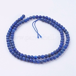 Dyed Natural Lapis Lazuli Round Beads Strands&nbsp;G-G735-06F-4mm