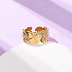 304 Stainless Steel Open Cuff Rings for Women&nbsp;RJEW-K309-27G