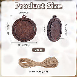 20Pcs Wooden Pendant Cabochon Settings&nbsp;WOOD-AR0001-55