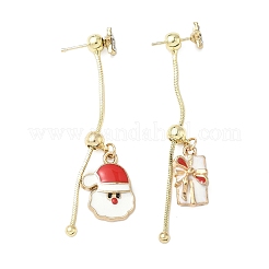 Christmas Aloy Enamel Dangle Stud Earrings for Women&nbsp;EJEW-F399-05B-G