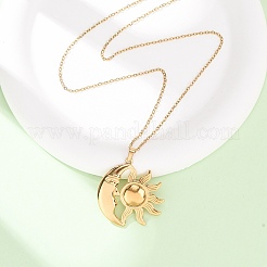 304 Stainless Steel Sun Moon Pendant Cable Chain Necklaces for Men Women&nbsp;NJEW-K308-04D-G