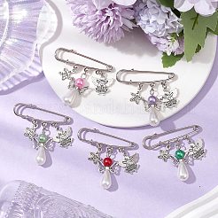 12Pcs 12 Colors Angel Alloy & Acrylic Kilt Pins&nbsp;JEWB-BR00175