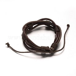 Adjustable Genuine Leather Cord Braided Multi-Strand Bracelets&nbsp;BJEW-M169-05