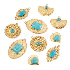 10Pcs 5 Styles Bohemian Style 304 Stainless Steel with Synthetic Turquoise Pendants&nbsp;STAS-TA0006-21