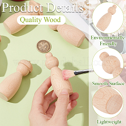 5Pcs 5 Styles Unfinished Beech Wood Puppet&nbsp;WOOD-GF0002-43