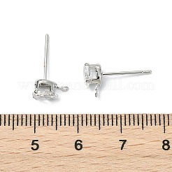 SHEGRACE Brass Clear Cubic Zirconia Teardrop Stud Earring Findings&nbsp;XGR0104P-116P