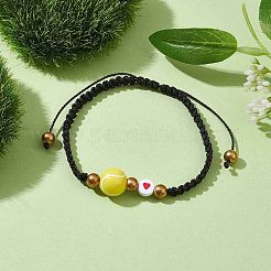 Sport Theme Acylic & Alloy Braided Bead Bracelet&nbsp;BJEW-JB10122-03