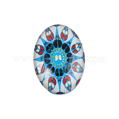 Mosaic Printed Glass Oval Cabochons&nbsp;GGLA-N003-13x18-G