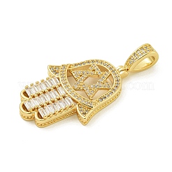 Rack Plating Brass Micro Pave Clear Cubic Zirconia Pendant&nbsp;KK-Z067-25G