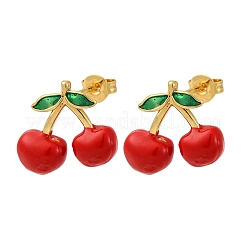 Brass Enamel Stud Earrings&nbsp;EJEW-D322-06G-03