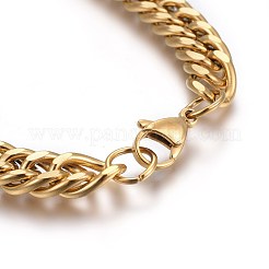 Ion Plating(IP) 304 Stainless Steel Cuban Link Chain Bracelets&nbsp;BJEW-L637-01A-G