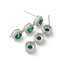 Brass Pave Cubic Zirconia Stud Earring Findings&nbsp;KK-D369-07P-A