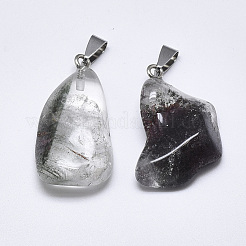 Natural Green Lodolite Quartz/Garden Quartz Pendants&nbsp;X-G-T122-32A