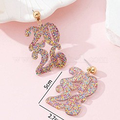 Number 2026 Acrylic Dangle Stud Earrings&nbsp;FS-WG44A54-01