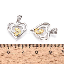 Mother's Day 925 Sterling Silver Heart with Mom and Bagy Pendants&nbsp;STER-N016-104PG