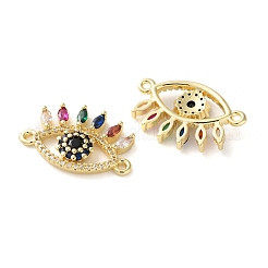 Rack Plating Brass Cubic Zirconia Eye Connector Charm&nbsp;KK-C084-18B-G