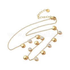 304 Stainless Steel Clear Cubic Zirconia Flat Round & Shell Shaped Bib Necklaces for Women&nbsp;NJEW-U031-08G-02