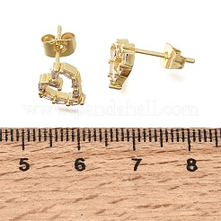 Brass Micro Pave Cubic Zirconia Stud Earrings&nbsp;KK-CBA5B62-01B-G