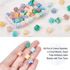 60Pcs 6 Colors Synthetic Coral Beads&nbsp;CORA-NB0001-01