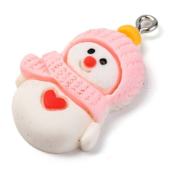 Cartoon Snowman Opaque Resin Pendants&nbsp;RESI-S010-01A