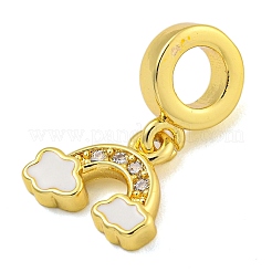 Rack Plating Brass Micro Pave Clear Cubic Zirconia European Dangle Charms&nbsp;KK-I718-20G