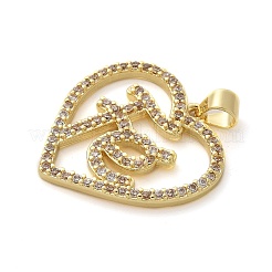 Brass Micro Pave Clear Cubic Zirconia Pendants&nbsp;KK-M319-22G-01