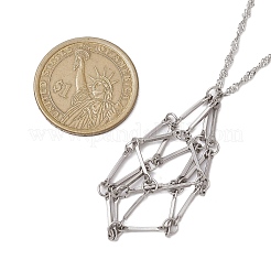 3Pcs 3 Sizes 304 Stainless Steel Singapore Chain Macrame Pouch Pendant Necklace Making&nbsp;SA-CJ982C-P