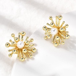 Brass Flower Stud Earrings&nbsp;EJEW-H171-05G