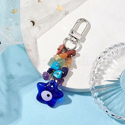 Blue Evil Eye Lampwork Pendant Decooration&nbsp;HJEW-JM01969-02