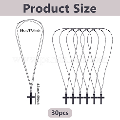 30Pcs Waxed Cotton Cord Wood Cross Pendants Necklaces&nbsp;NJEW-DC00013