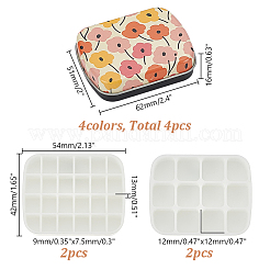 4Pcs 4 Colors Frosted Printed Tinplate Trinket Storage Boxes with Hinged Lid&nbsp;CON-AR0001-14