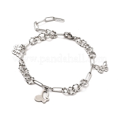 304 Stainless Steel Charm Bracelet with Link Chains for Women&nbsp;BJEW-C0025-06