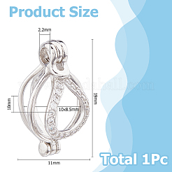 1Pc Rhodium Plated Sterling Silver Bead Cage Pendants&nbsp;STER-HS0001-18