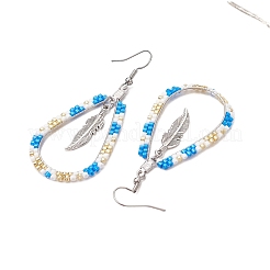 304 Stainless Steel & Glass Seed Beads Dnagle Earrings for Women&nbsp;EJEW-MZ00397-03