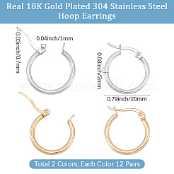 12 Pairs 2 Styles 304 Stainless Steel Hoop Earrings&nbsp;EJEW-BBC0002-39