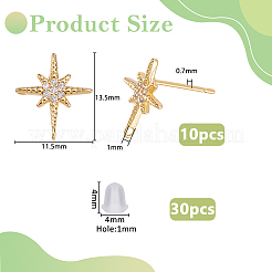 Brass Micro Pave Cubic Zirconia Stud Earring Findings&nbsp;KK-DC0004-92