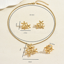 Flower Stainless Steel Stud Earrings & Pendant Necklaces & Rings Sets for Women&nbsp;PR9853