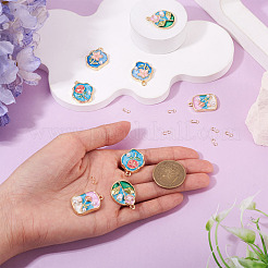 8Pcs Alloy Enamel and ABS Imitation Pearl Pendants&nbsp;ENAM-TA0004-20