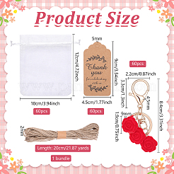 30Pcs Camellia Resin & Zinc Alloy Keychains&nbsp;KEYC-DR0001-24