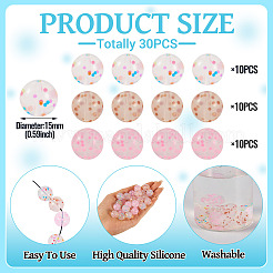 30Pcs 3 Colors Transparent Silicone Focal Beads&nbsp;SIL-TA0002-83
