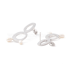 Infinity with Natural Pearl Dangle Stud Earrings for Women&nbsp;STAS-P302-08P