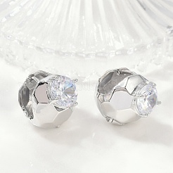 Brass Clear Cubic Zirconia Hoop Earrings&nbsp;EJEW-Q016-08P