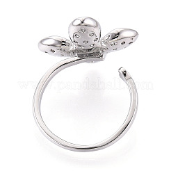 Flower Brass Micro Pave Clear Cubic Zirconia Cuff Ring Settings&nbsp;KK-T076-70P