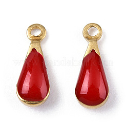 Antique Golden Plated Brass Enamel Teardrop Charms&nbsp;KK-Q571-01