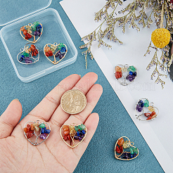 8Pcs 2 Colors Chakra Natural Gemstone Chip Pendants&nbsp;FIND-FH0005-10