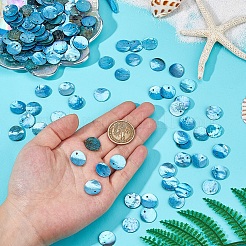Natural Akoya Shell Dyed Disc Charms&nbsp;SHEL-WH0005-05B