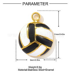 Volleyball Charms 304 Stainless Steel Enamel Pendants&nbsp;STAS-OY004-16G